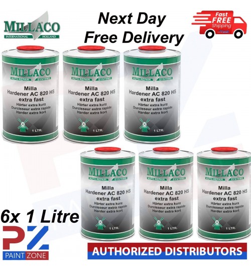6X MILLACO HARDENER AC 820 HS EXTRA FAST 1 LITRE - NEXT DAY FREE DELIVERY
