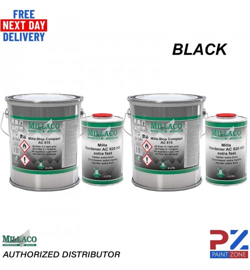 2X Millaco by Mipa 2k HS High Build Primer Filler Kit 6L KIT - BLACK 5:1