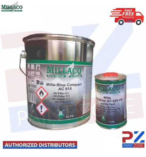 MILLACO BY MIPA 2k 5:1 HIGH BUILD HS FILLER PRIMER EXTRA FAST 6L KIT (WHITE)
