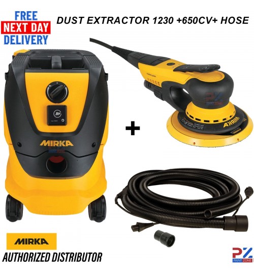 Mirka Deros 650CV Sander 150mm + 1230 Dust Extractor 230V Hose Included