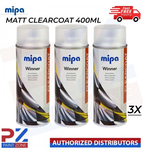 3x MIPA WINNER SERIES MATT CLEARCOAT PAINT SPRAY AEROSOL - 400ML