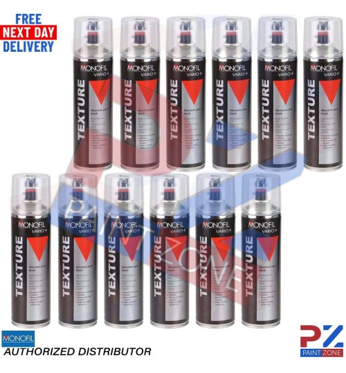 12x MONOFIL VARIO+ TEXTURE COATING BLACK BUMPER PAINT Aerosol 500ml
