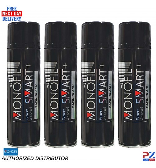 Monofil SMART+ Satin Black Aerosol Paint – 4x 500ml 1K Acrylic Spray Cans