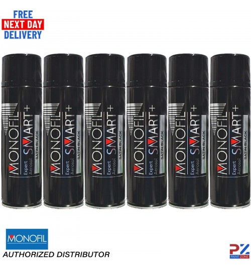 Monofil SMART+ Satin Black Aerosol Paint – 6x 500ml 1K Acrylic Spray Cans