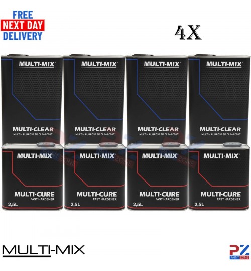 4x Multi-Mix 2K MS Clear Lacquer Kits – Fast Hardener – Pro Finish 7.5L Each
