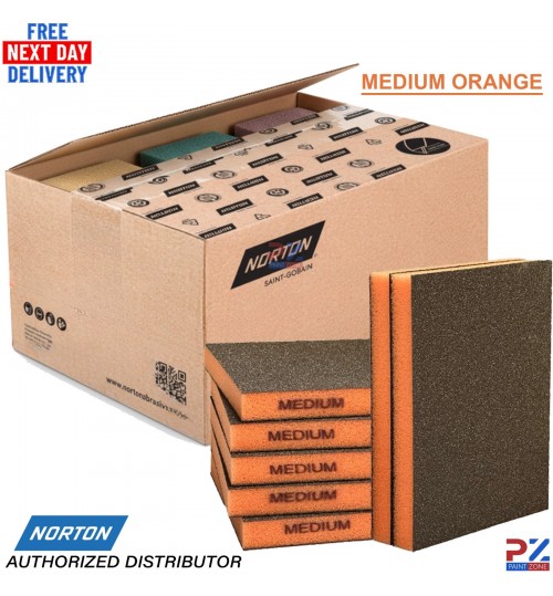 Norton Orange Medium Double Sided Soft Sanding Sponges P120–P220 Pack of 100