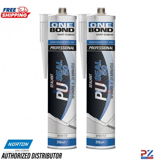 2x Norton PU Seal 50 OneBond 310ml White Sealant for Vehicle Body Seams
