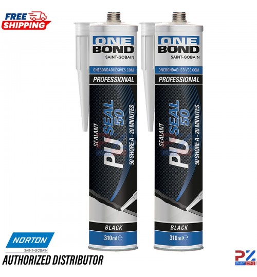 2x Norton OneBond PU Seal 50 Black 310ml Automotive Seam Sealer Adhesive