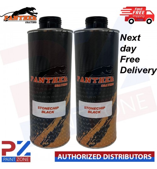 2X PHANTHER COATING STONECHIP BLACK UNDERBODY 1 LITRE - NEXT DAY FREE DELIVERY