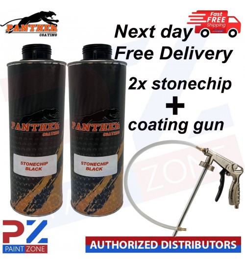 2X PHANTHER COATING STONECHIP BLACK UNDERBODY 1 LITRE WITH UNDERBODY COATING GUN