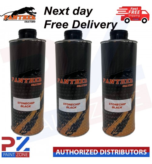 3X PHANTHER COATING STONECHIP BLACK UNDERBODY 1 LITRE - NEXT DAY FREE DELIVERY