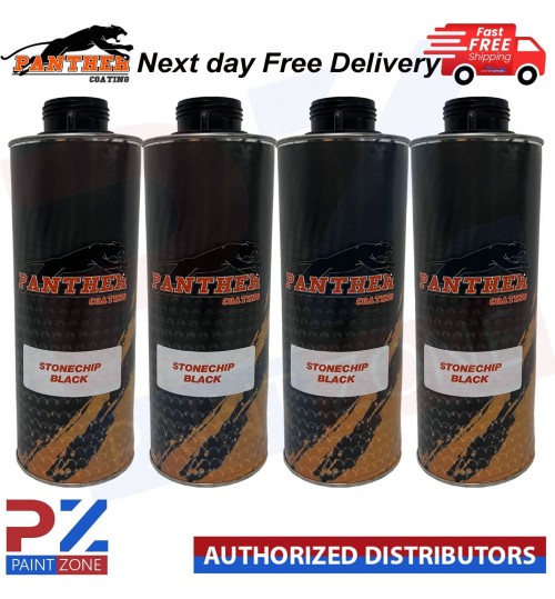 4X PHANTHER COATING STONECHIP BLACK UNDERBODY 1 LITRE - NEXT DAY FREE DELIVERY
