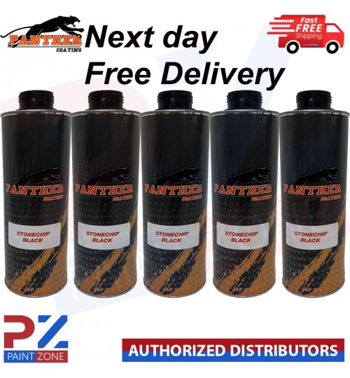5X PHANTHER COATING STONECHIP BLACK UNDERBODY 1 LITRE - NEXT DAY FREE DELIVERY
