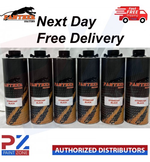 6X PHANTHER COATING STONECHIP BLACK UNDERBODY 1 LITRE - NEXT DAY FREE DELIVERY