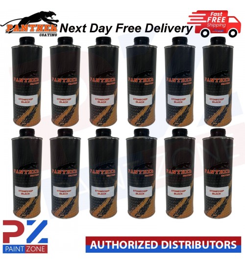 12X PHANTHER COATING STONECHIP BLACK UNDERBODY 1 LITRE - NEXT DAY FREE DELIVERY
