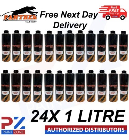 24X PANTHER COATING STONECHIP BLACK UNDERBODY 1 LITRE - NEXT DAY FREE DELIVERY