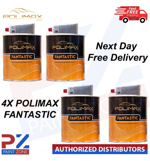 4 X POLIMAX Body Filler Large 3Litre Fantastic Super Quality Body Repair