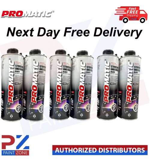 6X PROMATIC BLACK STONECHIP UNDERBODY COATING 1 KG - NEXT DAY FREE DELIVERY