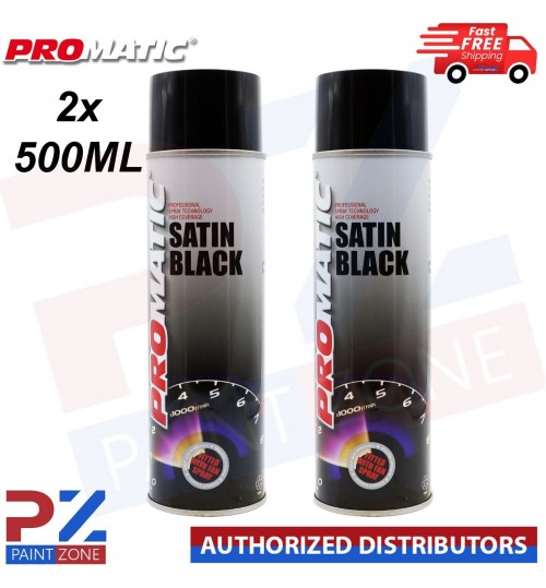 2 X PROMATIC SATIN BLACK AEROSOL SB500 500ML - TRADE SPRAY TOPCOAT