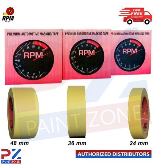 3 Boxes RPM PREMIUM AUTOMOTIVE MASKING TAPE ROLL 25/38/48mm BOX OF 36/24/20