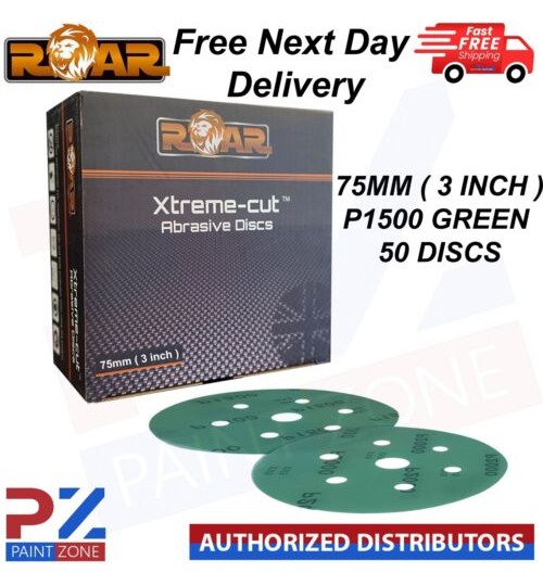ROAR Xtreme-cut Abrasive Film Sanding Discs 75mm ( 3 inch ) P1500 50 DISCS GREEN