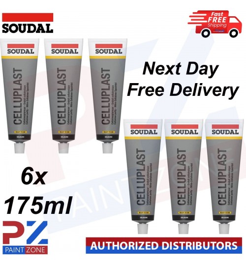 6x SOUDAL CELLUPLAST REPAIR PUTTY STOPPER FILLER 175ML (SKIMMING & PIN HOLES)