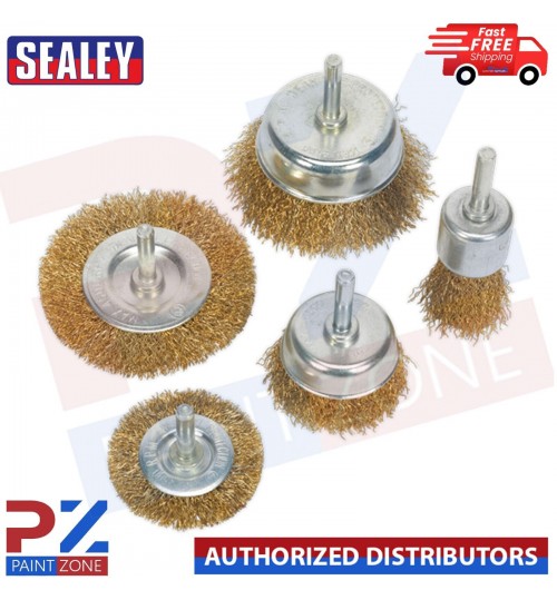 Sealey BWBS05 Brassed Wire Power Tool Brush/Brushing/Cleaning Set-5pc