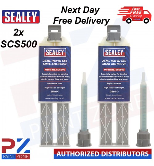 2X Sealey SCS500 25ml Rapid Set MMA Adhesive High Tension Strength