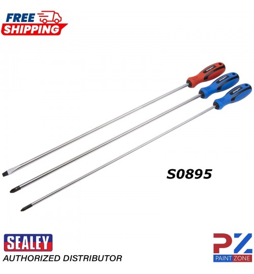 Sealey S0895 Siegen Screwdriver Set of 3 Pieces Extra Long Screwdriver