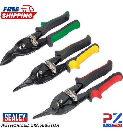 Sealey 3 Piece Aviation Tin Snips Set Left Cut, Right Cut And Straight AK6907