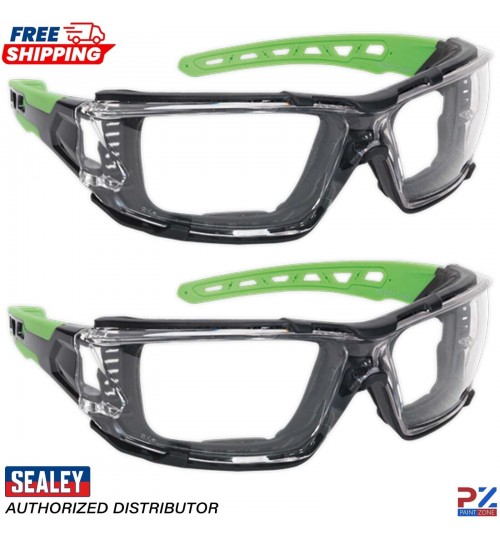 2X Sealey SSP68 Safety Spectacles with EVA Padding -Clear Lens Glasses Goggles