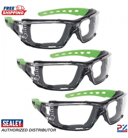 3X Sealey SSP68 Safety Spectacles with EVA Padding -Clear Lens Glasses Goggles