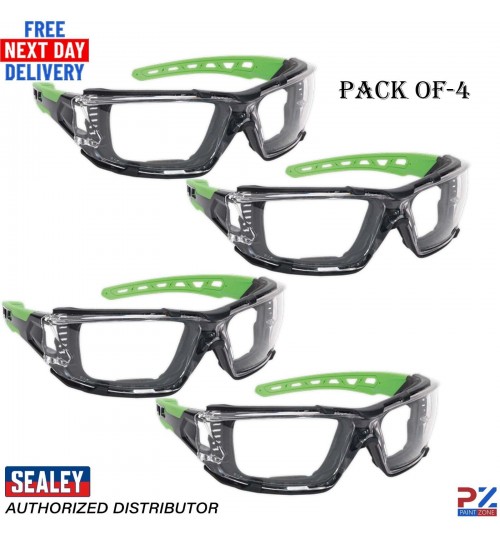 4X Sealey SSP68 Safety Spectacles with EVA Padding -Clear Lens Glasses Goggles