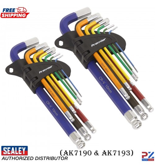 Sealey TWIN PACK Long Ball-End Allen Hex Key & TORX TRX Star Set Multi-coloured