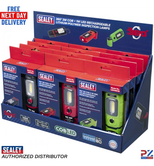 LED3601COMBO Display Pack of 12 LED3601 Inspection Lights - Sealey Series Combo