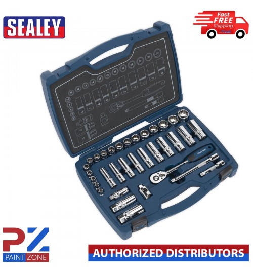Sealey AK8994 34pc 3/8"Sq Drive 12pt WallDrive® Socket Set - Metric