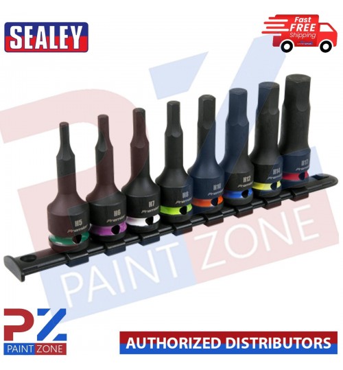 Sealey AK56001 8pc 1/2"Sq Drive Hex Impact Socket Bit Set