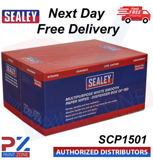 Sealey SCP1501 Multipurpose Paper Wipes in Dispenser Box Smooth White 150 Sheets