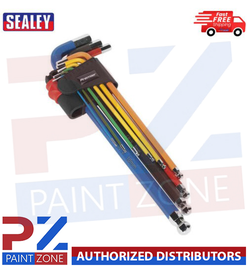 AK7191 Sealey 9 Pcs Color Coded Ball End Hexagon Key Set 1.5-10mm Extra Long