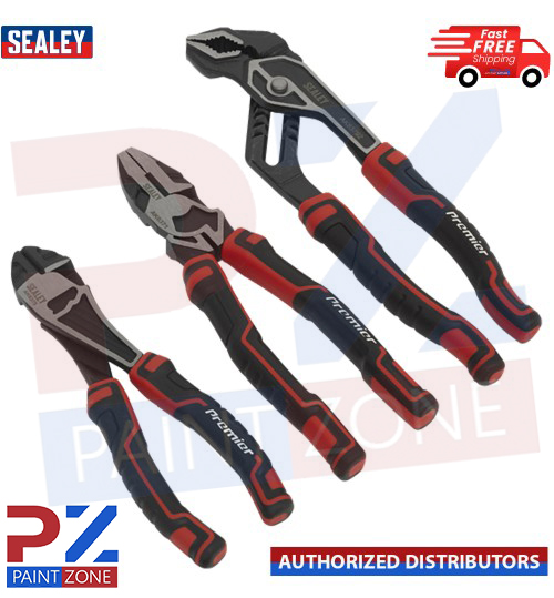 Sealey AK8377 Pliers Set High Leverage Premier Side Cutters Water Pump Plier 3pc