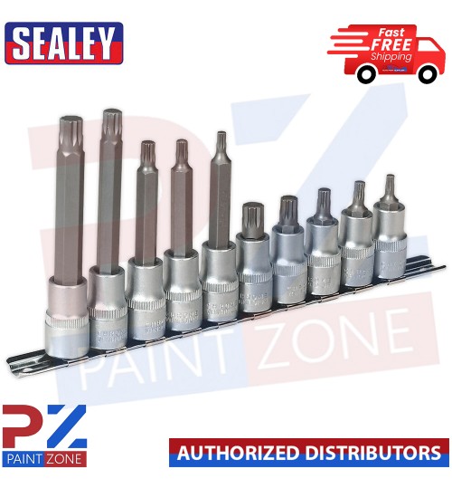 Sealey AK6215 10pc 1/2"Sq Drive Spline Socket Bit Set
