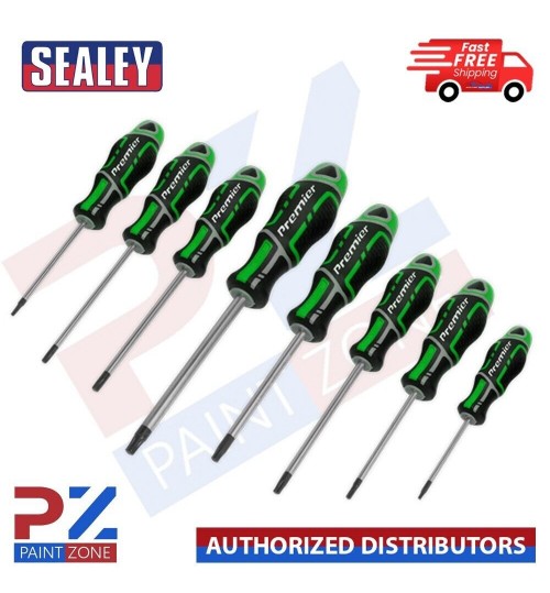 Sealey AK4323HV Screwdriver Set 8pc Security TRX-Star* GripMAX - Hi-vis Green
