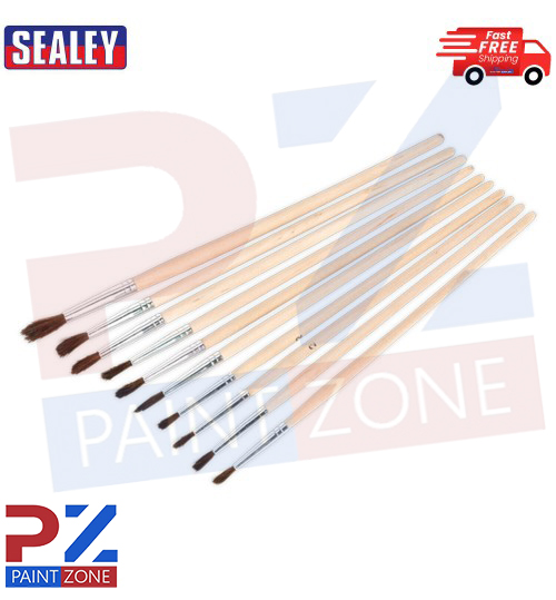 Sealey PB2 Touch-Up Paint Brush Assortment Wooden Handle [Paint Brushes] 10pc