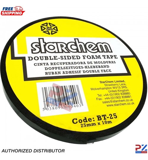 Starchem Automotive Double Sided Tape – 25mm x 10m – For Trim & Badge Fitting