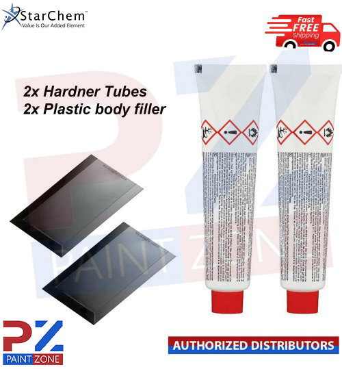 2x Car Body Filler Universal Hardener Tube 50G with 2x Plastic Body filler