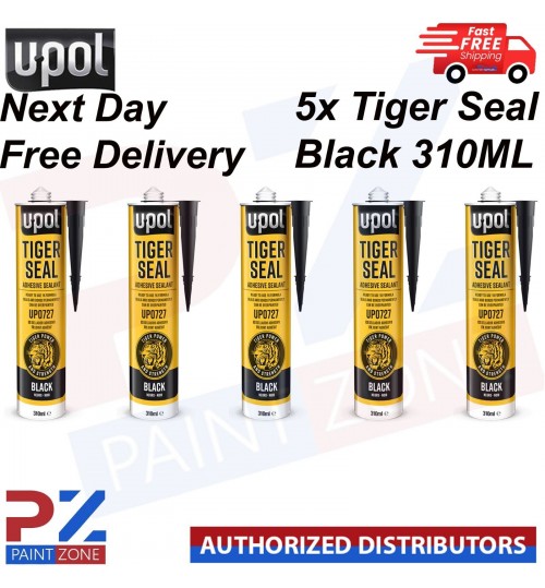 5 X UPOL TIGER SEAL PU ADHESIVE POLYURETHANE SEALANT SEALER U-POL 310ML - BLACK
