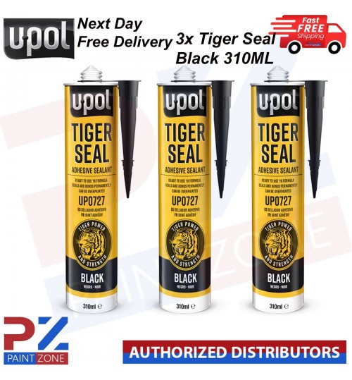 3 X UPOL TIGER SEAL PU ADHESIVE POLYURETHANE SEALANT SEALER U-POL 310ML - BLACK