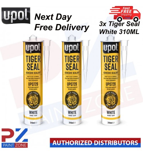 3 X UPOL TIGER SEAL PU ADHESIVE POLYURETHANE SEALANT SEALER U-POL 310ML - WHITE