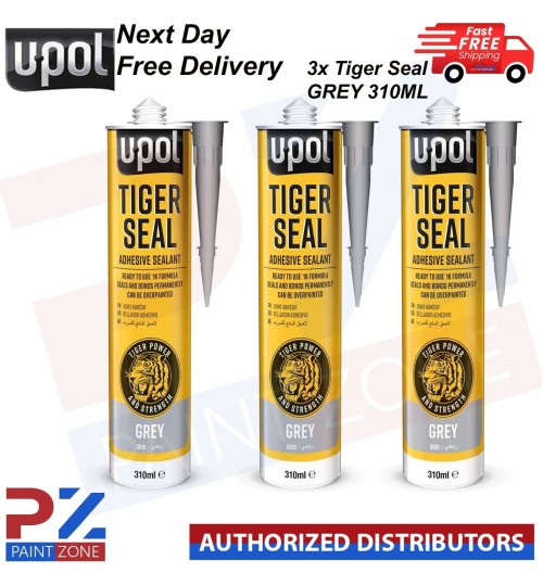 3 X UPOL TIGER SEAL PU ADHESIVE POLYURETHANE SEALANT SEALER U-POL 310ML - GREY
