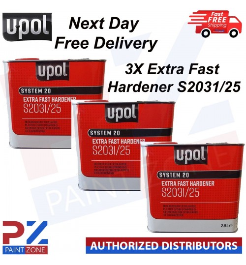 3 x UPOL SYSTEM 20 S2031 EXTRA FAST 2K UNIVERSAL HARDENER 2.5L - FAST DELIVERY